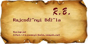 Rajcsányi Béla névjegykártya